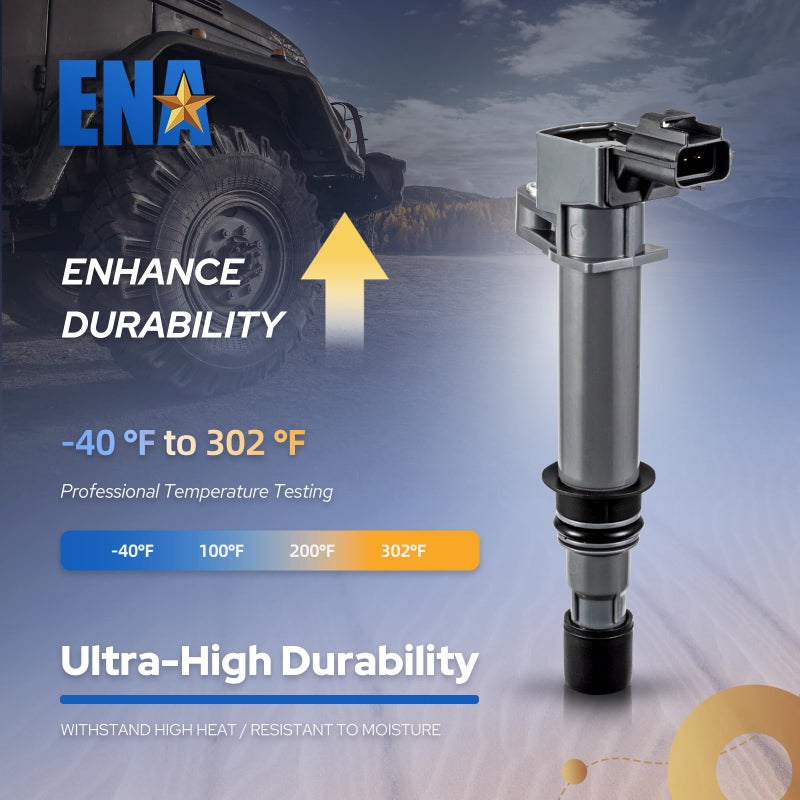 ENA Set of 1 Ignition Coil Pack Compatible with Dodge Jeep Mitsubishi Dakota Durango 1500 Nitro Cherokee Commander Raider 3.7L 3.9L 4.7L V6 V8 Replacement For UF270 UF399 UF297 C1231 56028138 - Image 3